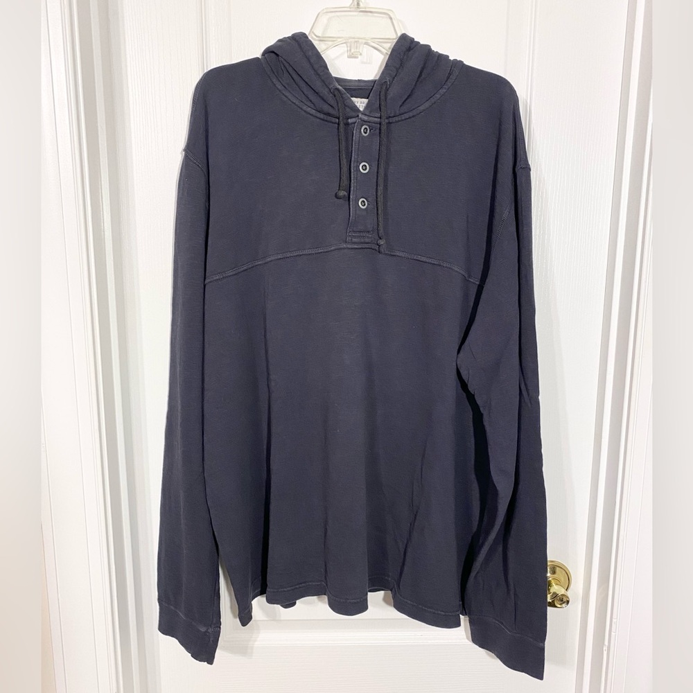 Lucky Brand Hooded French Terry Long Sleeve Henley Tee Navy Men’s XXL